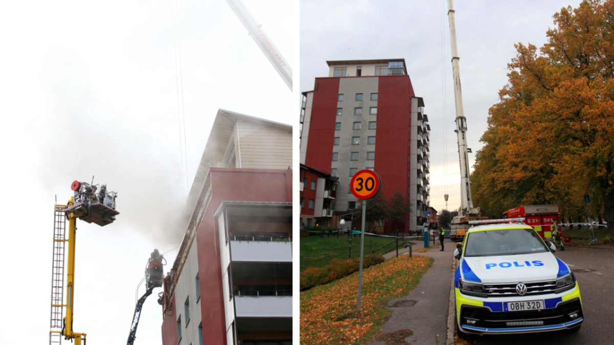 Brand i höghus i Gävle.